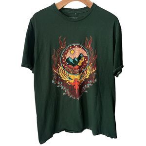 American Highway Mens Large Green  Short Sleeve Tee T Shirt Distressed NWT